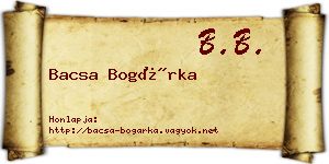 Bacsa Bogárka névjegykártya